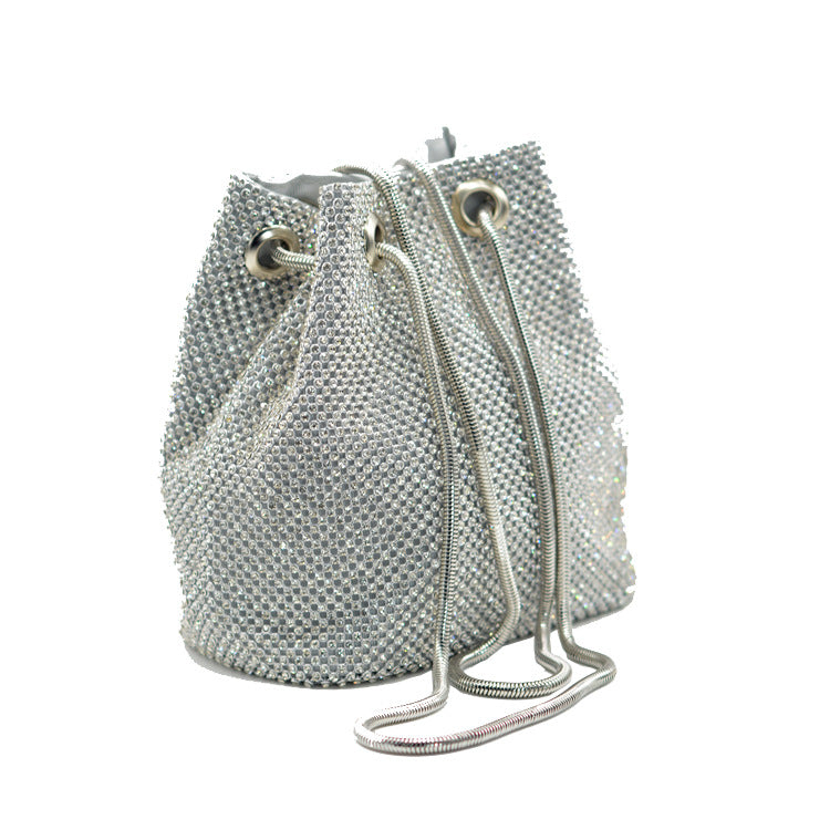 Shimmering Rhinestone Crossbody Bucket Bag