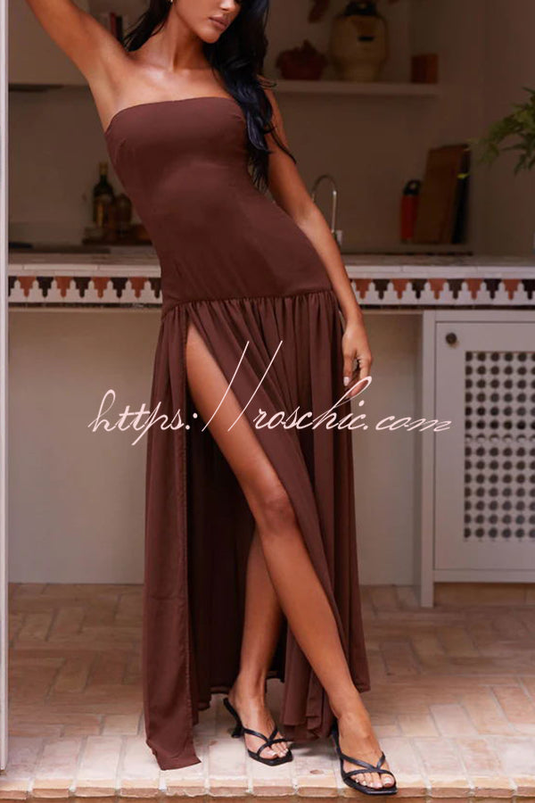 Naomi - Chiffon Strapless Maxi Dress