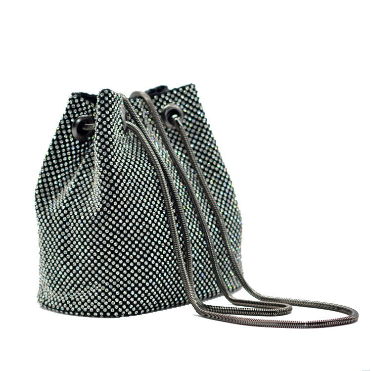 Shimmering Rhinestone Crossbody Bucket Bag