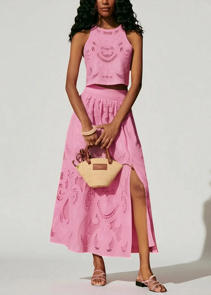 Women’s Two Piece Set | Crop Top & Slit Skirt