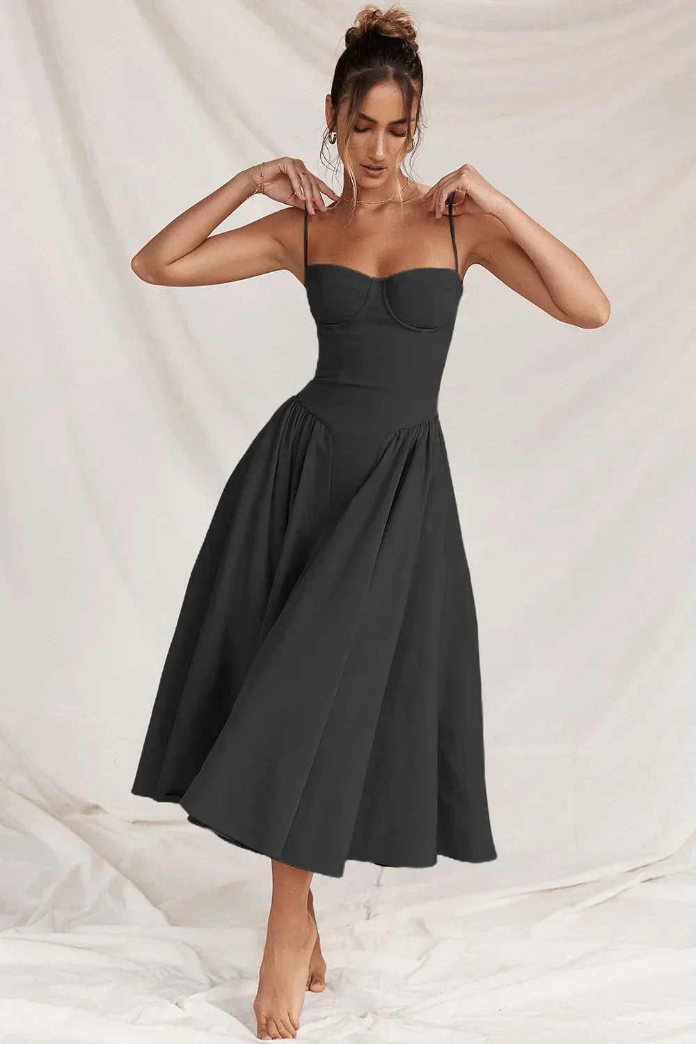 Carolyn - Sleeveless Corset Midi Dress