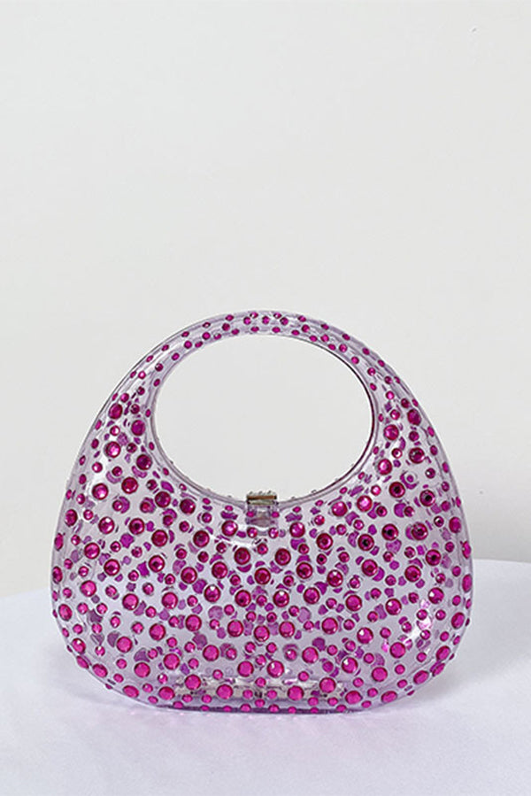 Acrylic Rhinestone Lock Clasp Evening Bag