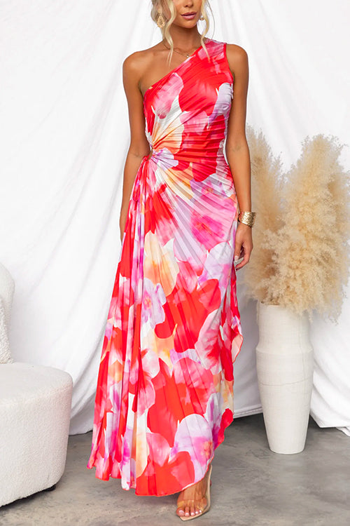 Kim | One Shoulder Sleeveless Asymmetric Maxi Dress