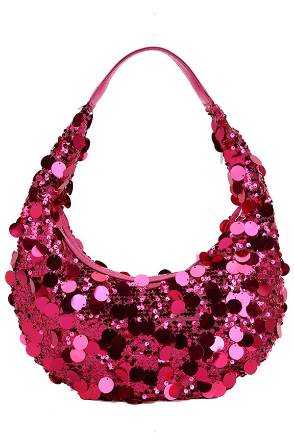 Large Sequin Zipper Shoulder Bag