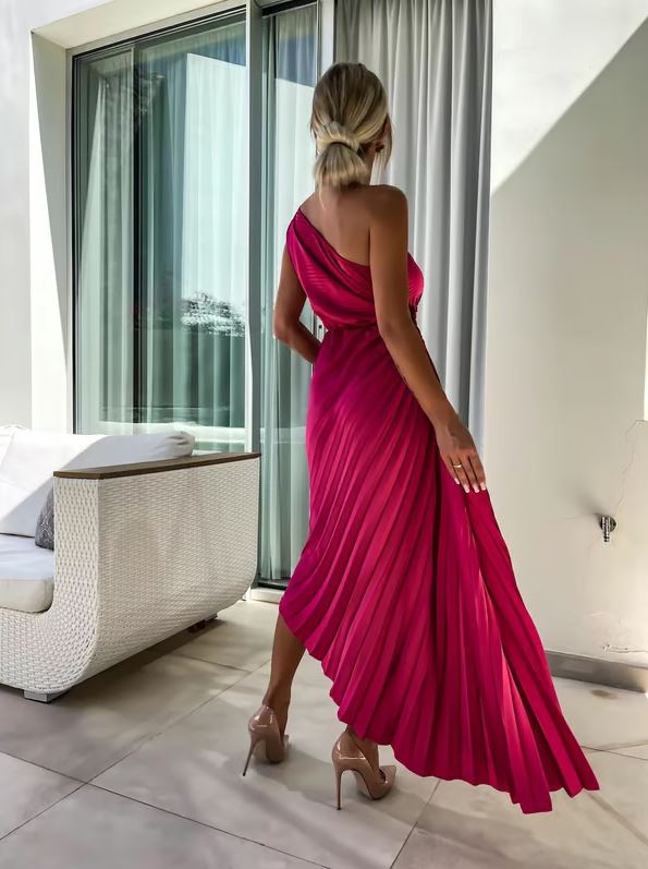 Evelien | One Shoulder Pleated Maxi Dress