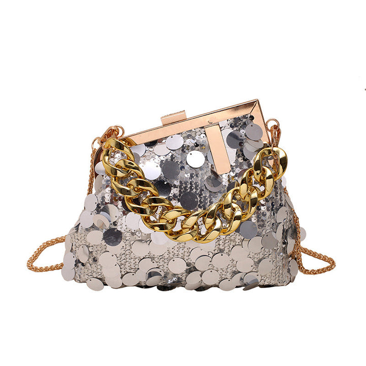 Sequin Chain Crossbody Evening Bag