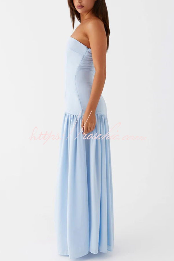 Naomi - Chiffon Strapless Maxi Dress