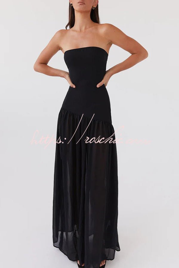 Naomi - Chiffon Strapless Maxi Dress