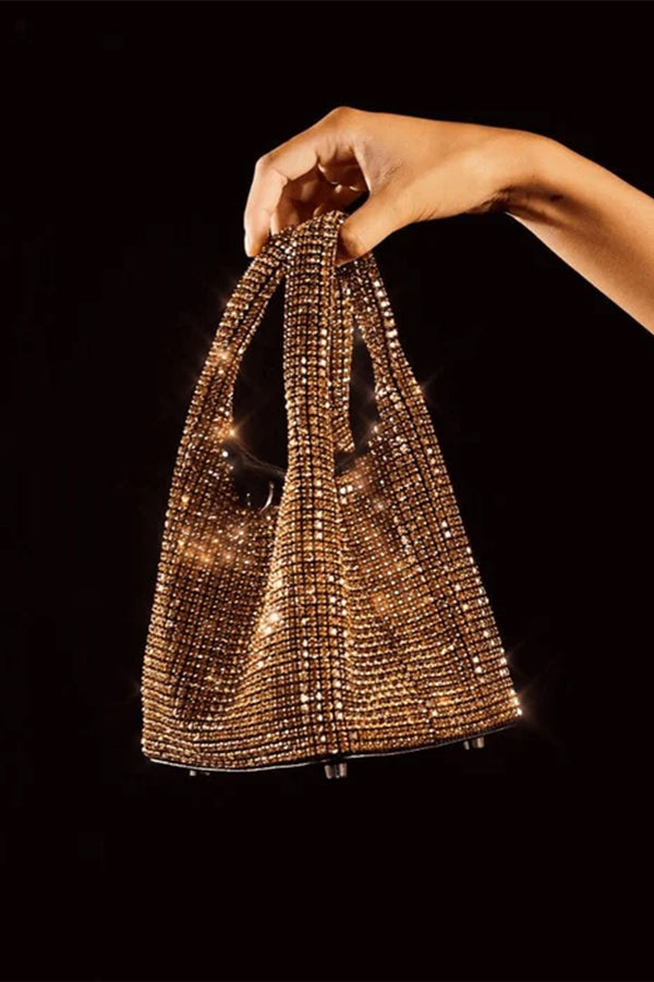 Diamond Rhinestone Chain Bucket Bag