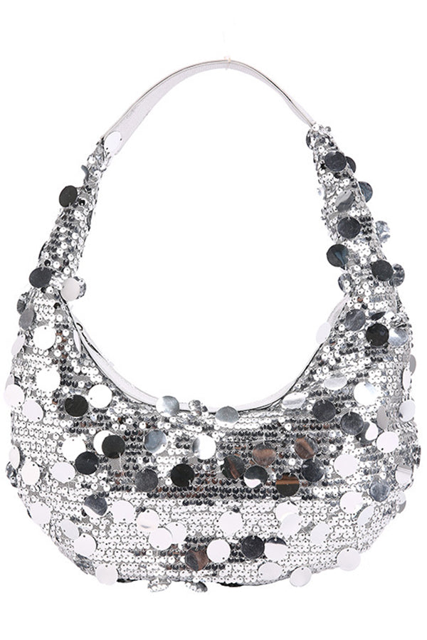 Large Sequin Zipper Shoulder Bag