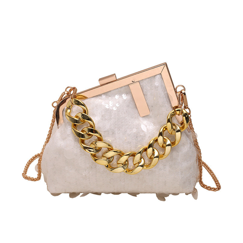 Sequin Chain Crossbody Evening Bag