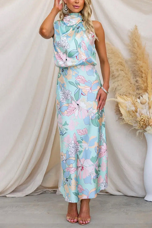 Irene | Floral Printed Maxi Satin Dress