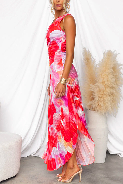 Kim | One Shoulder Sleeveless Asymmetric Maxi Dress