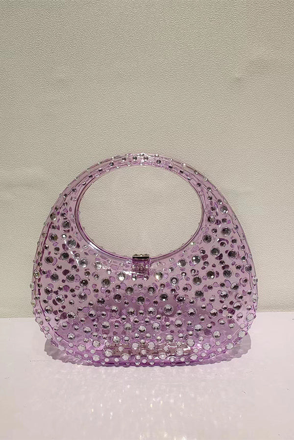 Acrylic Rhinestone Lock Clasp Evening Bag