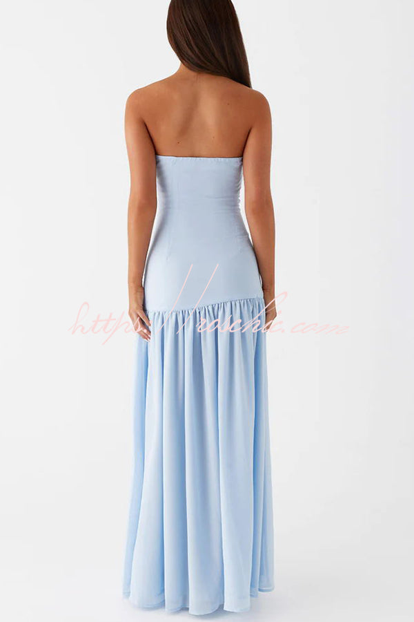 Naomi - Chiffon Strapless Maxi Dress