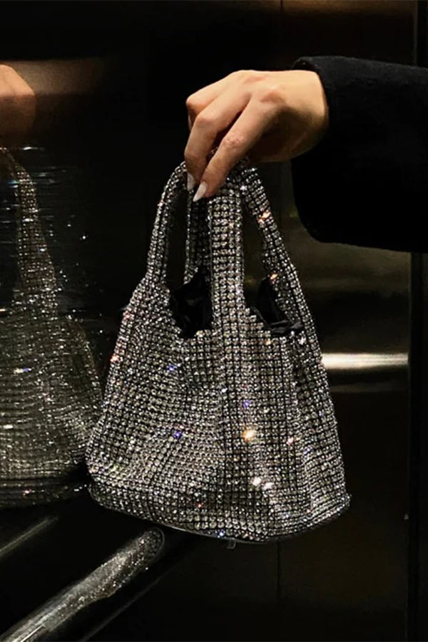 Diamond Rhinestone Chain Bucket Bag