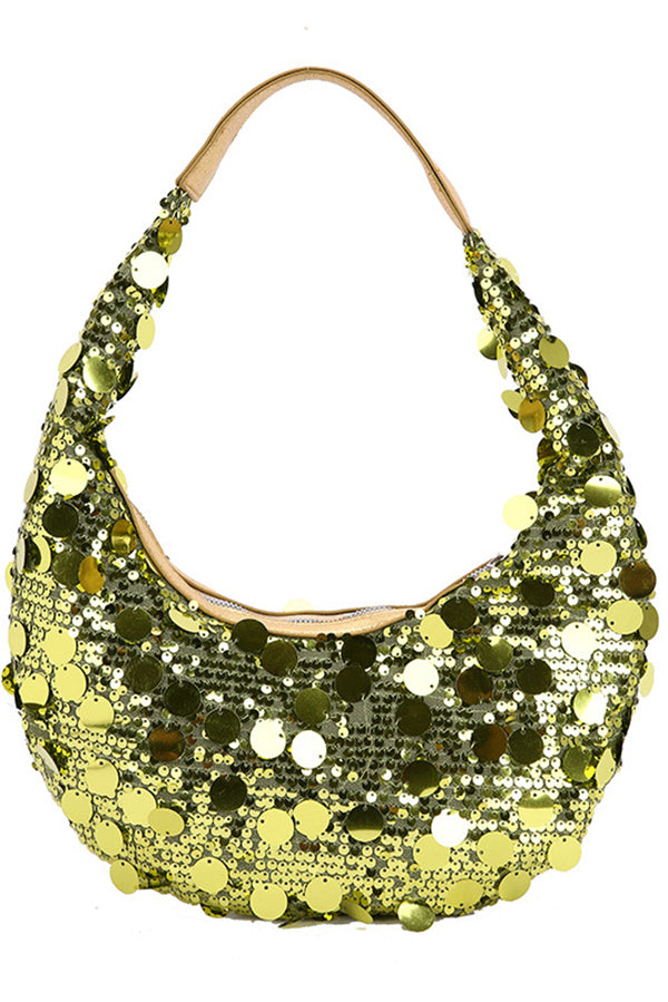 Large Sequin Zipper Shoulder Bag