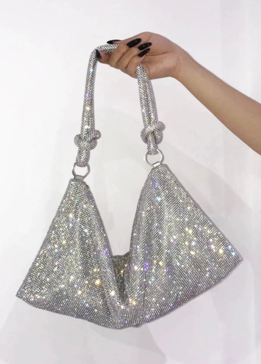 Niamh - Rhinestone Silver Bag