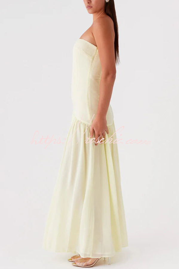 Naomi - Chiffon Strapless Maxi Dress