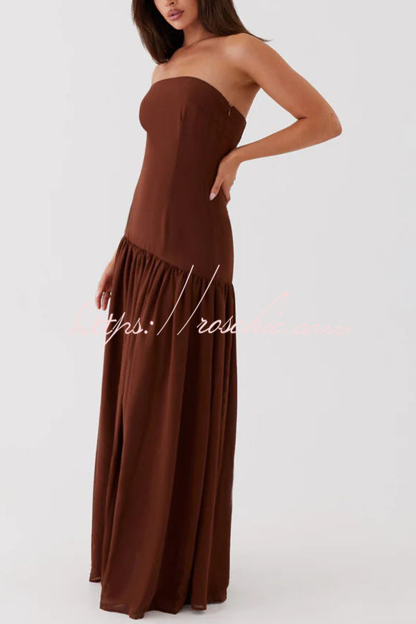 Naomi - Chiffon Strapless Maxi Dress