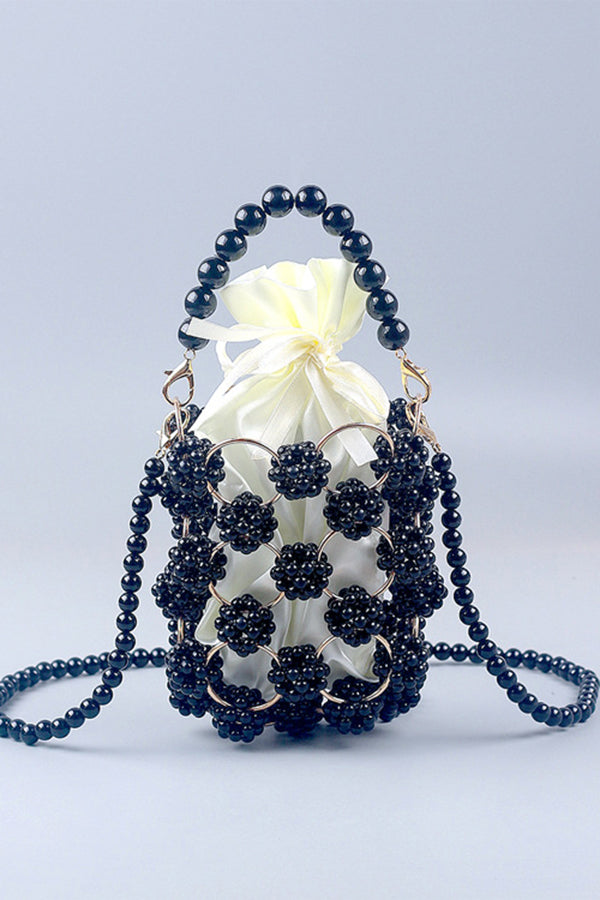 Metallic Craft Hollow Pearl Bucket Bag