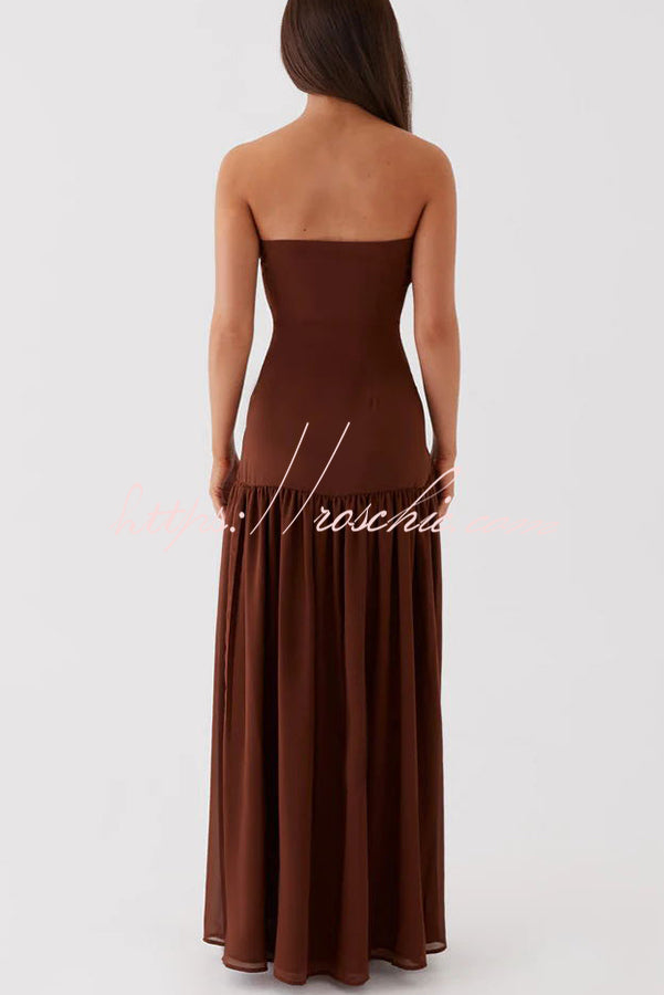 Naomi - Chiffon Strapless Maxi Dress