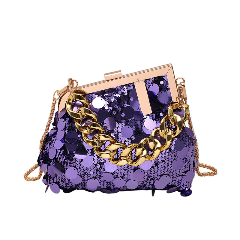 Sequin Chain Crossbody Evening Bag