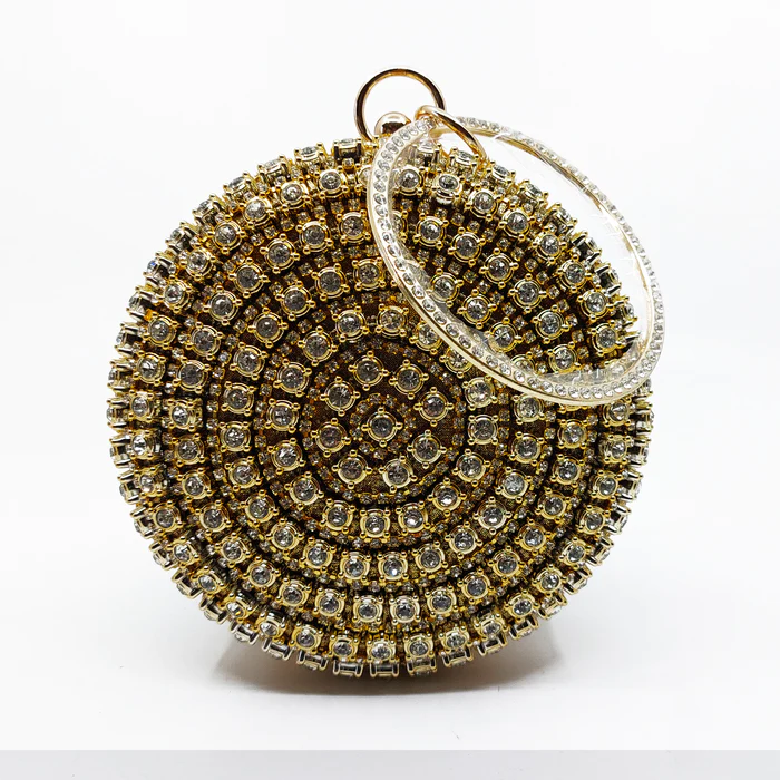 Unique Round Rhinestone Clutch