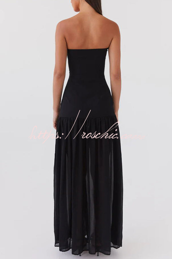 Naomi - Chiffon Strapless Maxi Dress