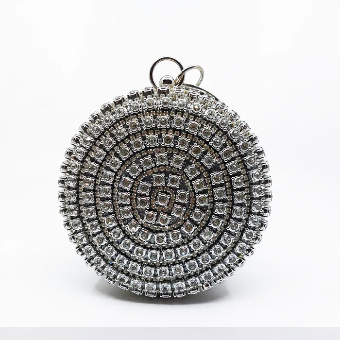 Unique Round Rhinestone Clutch