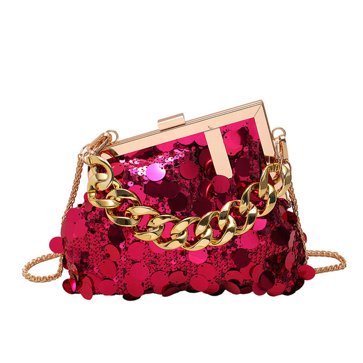 Sequin Chain Crossbody Evening Bag