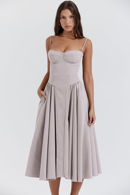 Carolyn - Sleeveless Corset Midi Dress