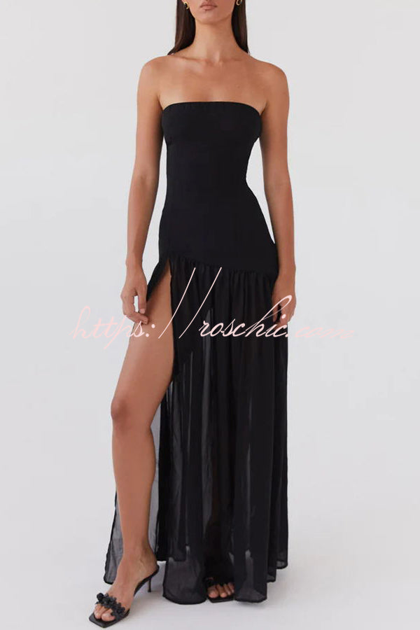 Naomi - Chiffon Strapless Maxi Dress