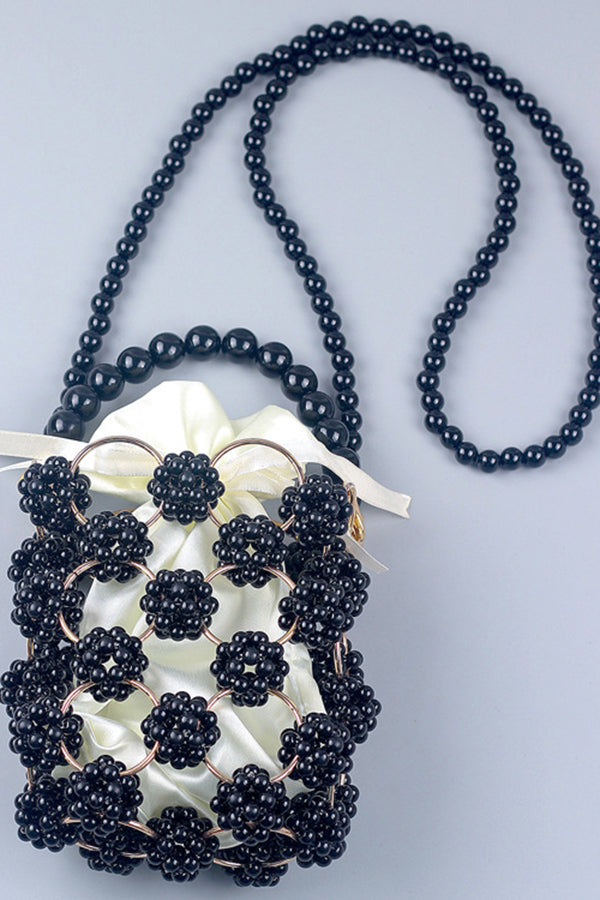 Metallic Craft Hollow Pearl Bucket Bag