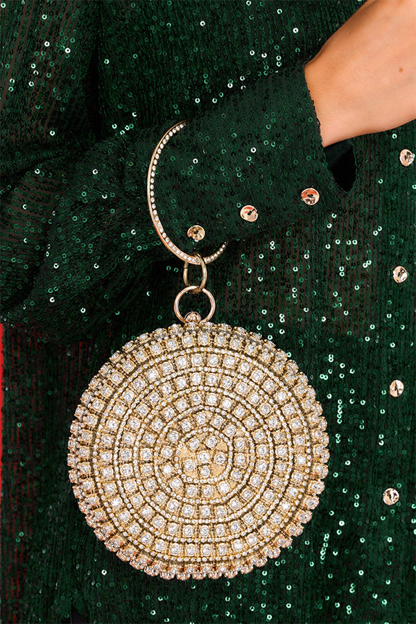 Unique Round Rhinestone Clutch