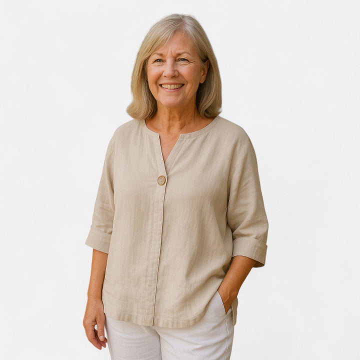 Women’s Buttoned V-Neck Blouse | Relaxed Fit