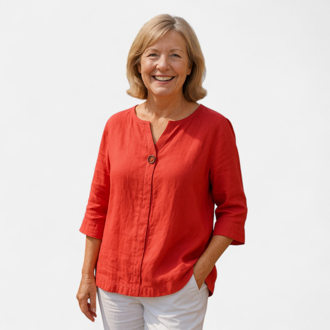 Women’s Buttoned V-Neck Blouse | Relaxed Fit