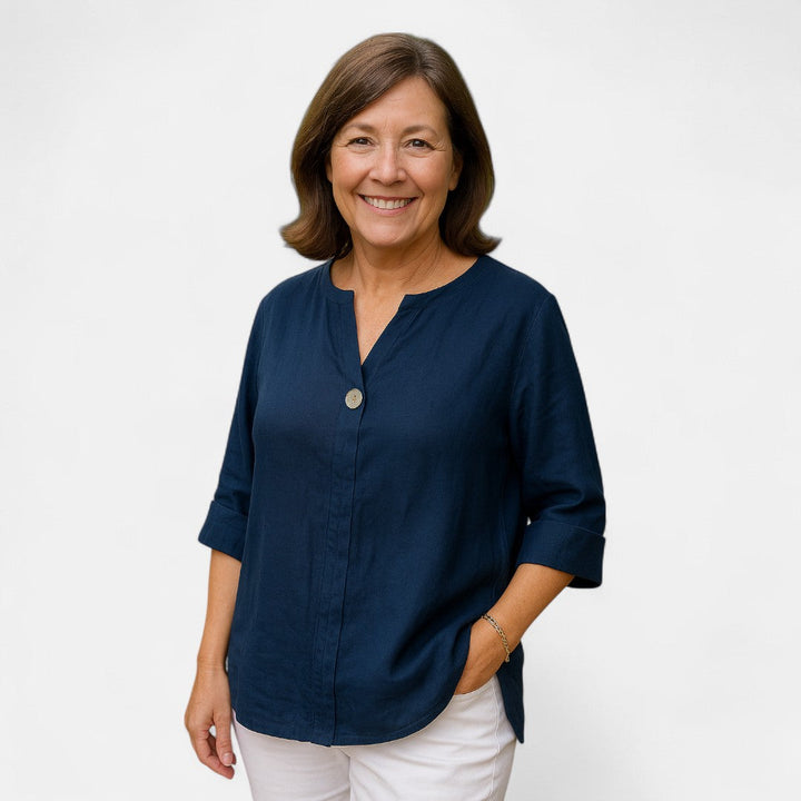 Women’s Buttoned V-Neck Blouse | Relaxed Fit