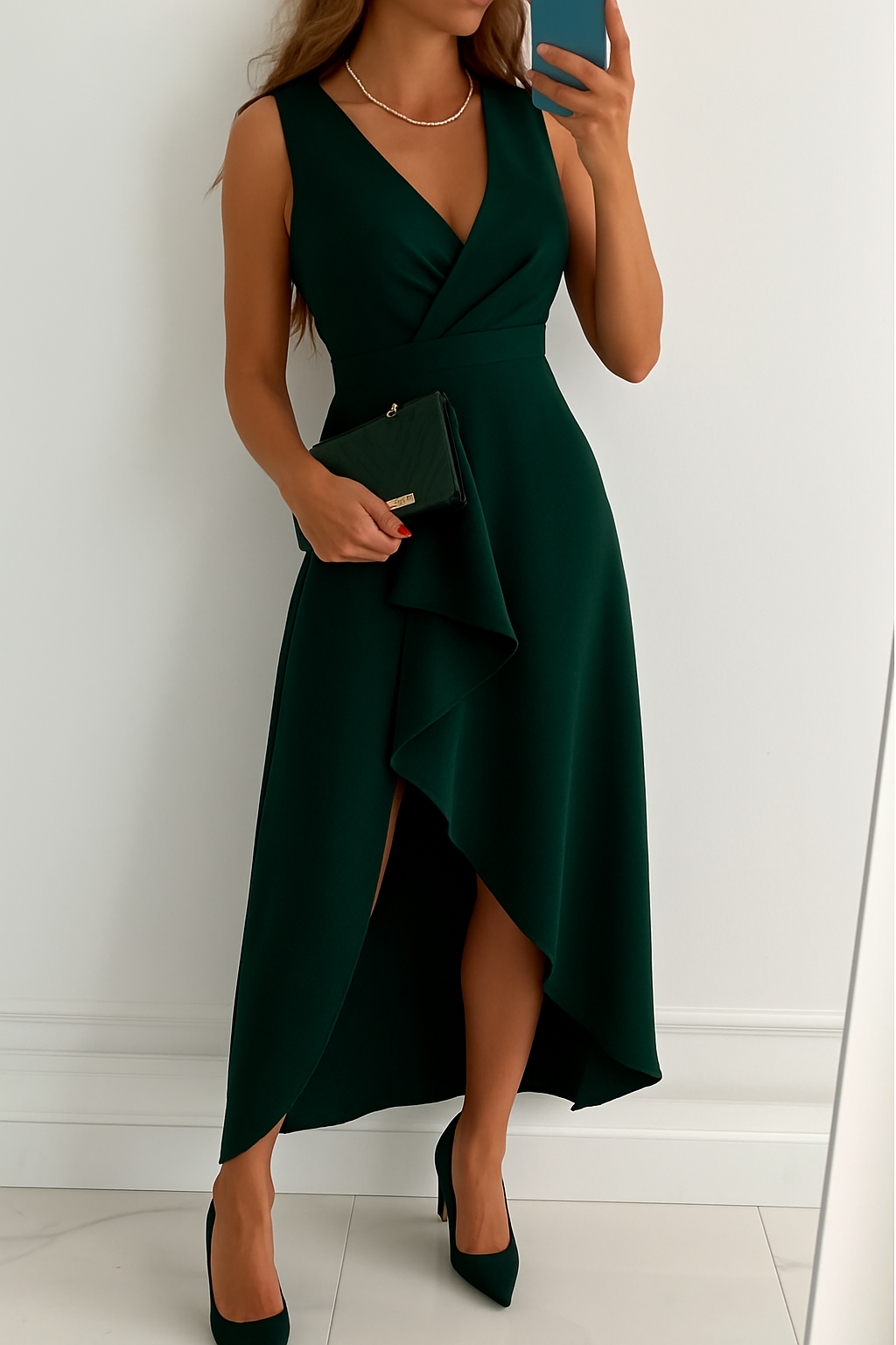 Women’s Elegant Asymmetrical Ruffle Dress | Midi