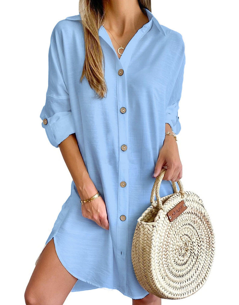 Women's Button-Up Shirt Dress | Mini