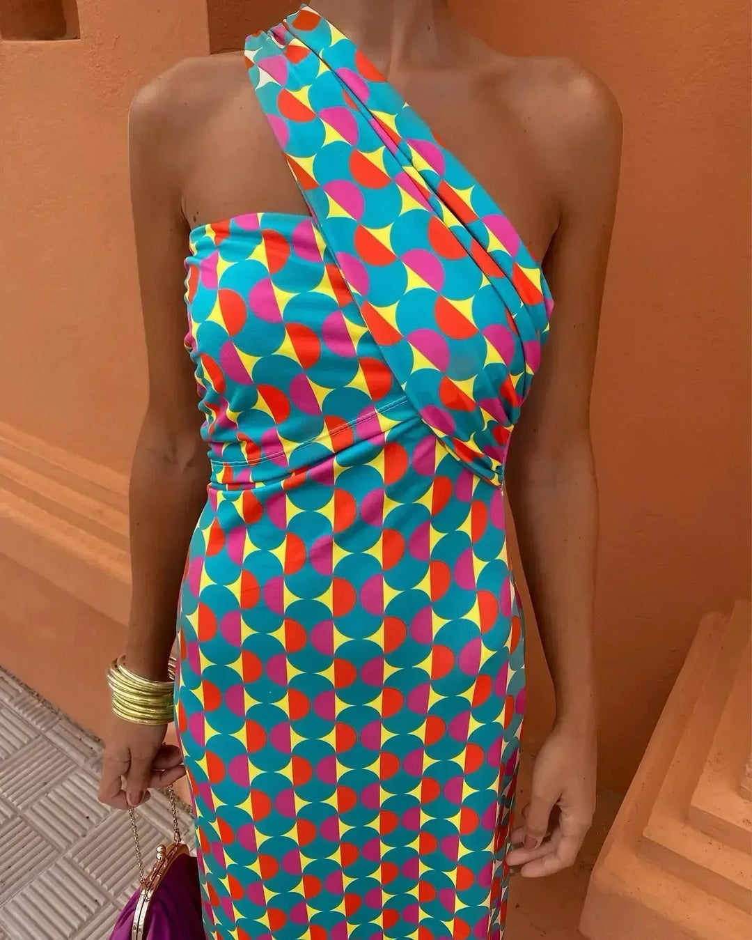 Women’s Geometric One-Shoulder Dress | Bodycon