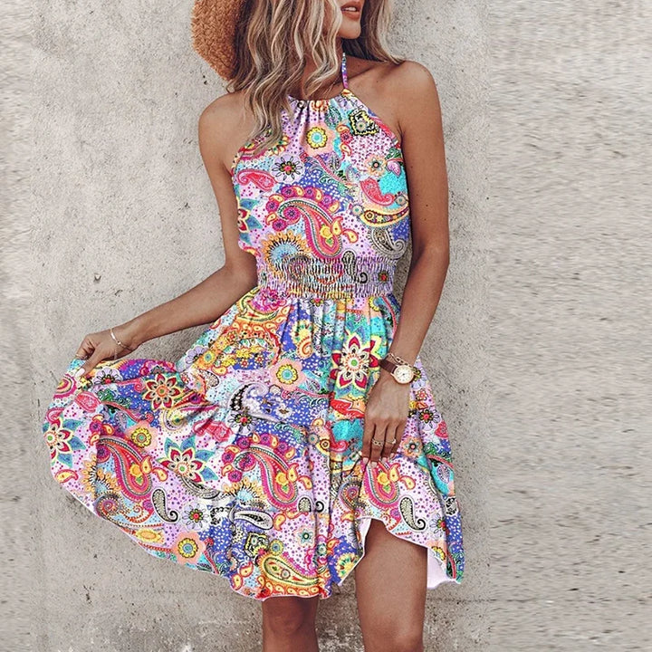 Women’s Boho Halter Dress |Mini