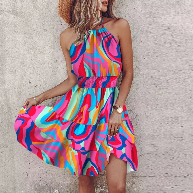 Women’s Boho Halter Dress |Mini
