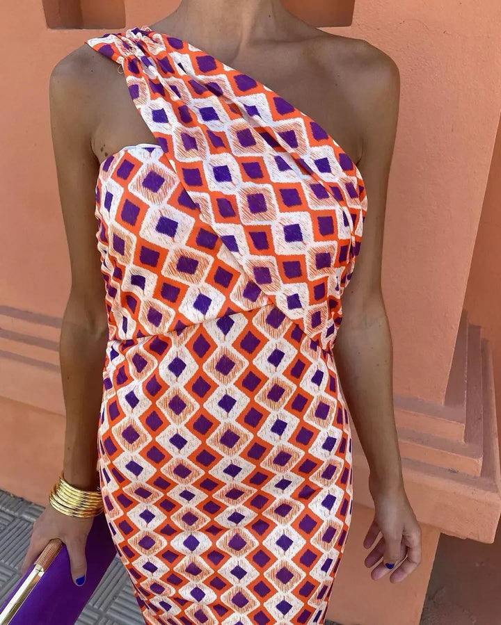 Women’s Geometric One-Shoulder Dress | Bodycon