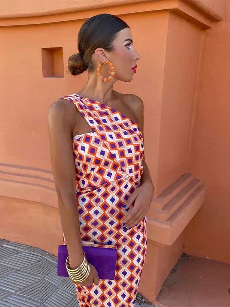 Women’s Geometric One-Shoulder Dress | Bodycon