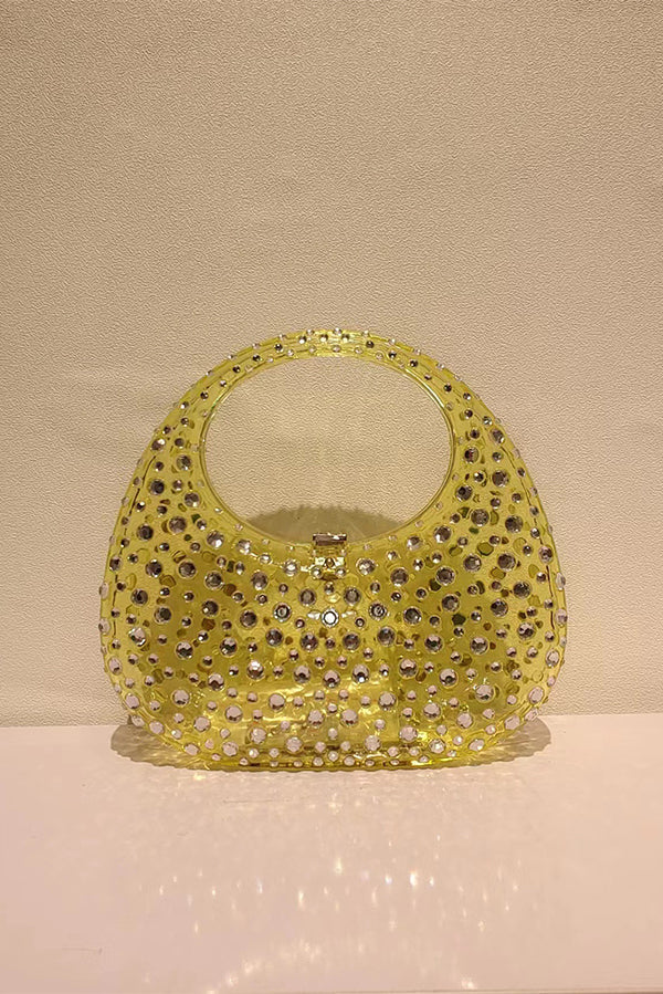 Acrylic Rhinestone Lock Clasp Evening Bag