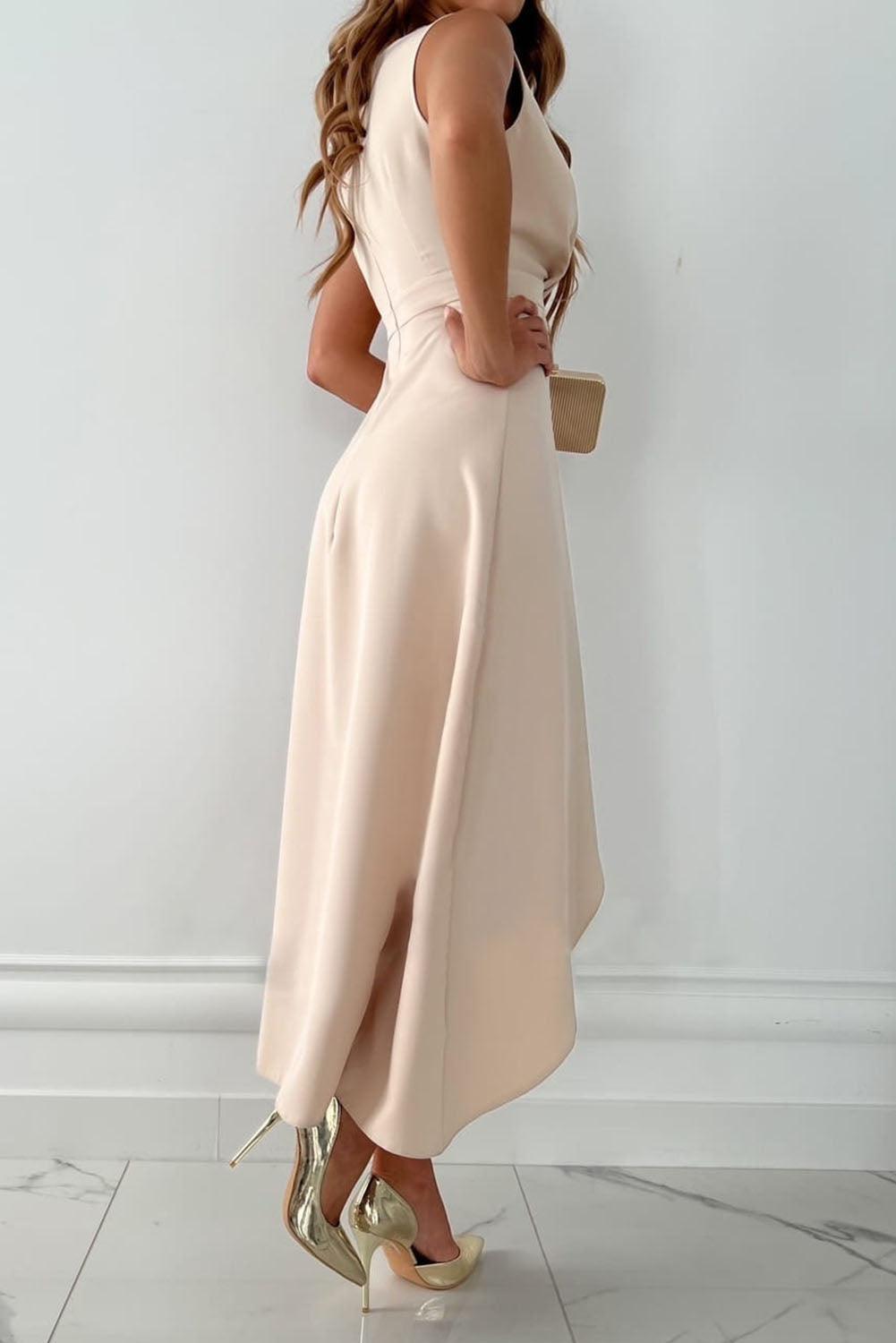 Women’s Elegant Asymmetrical Ruffle Dress | Midi