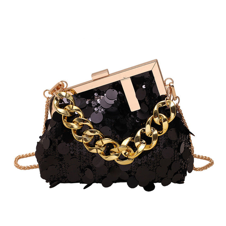 Sequin Chain Crossbody Evening Bag