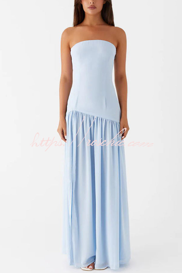 Naomi - Chiffon Strapless Maxi Dress