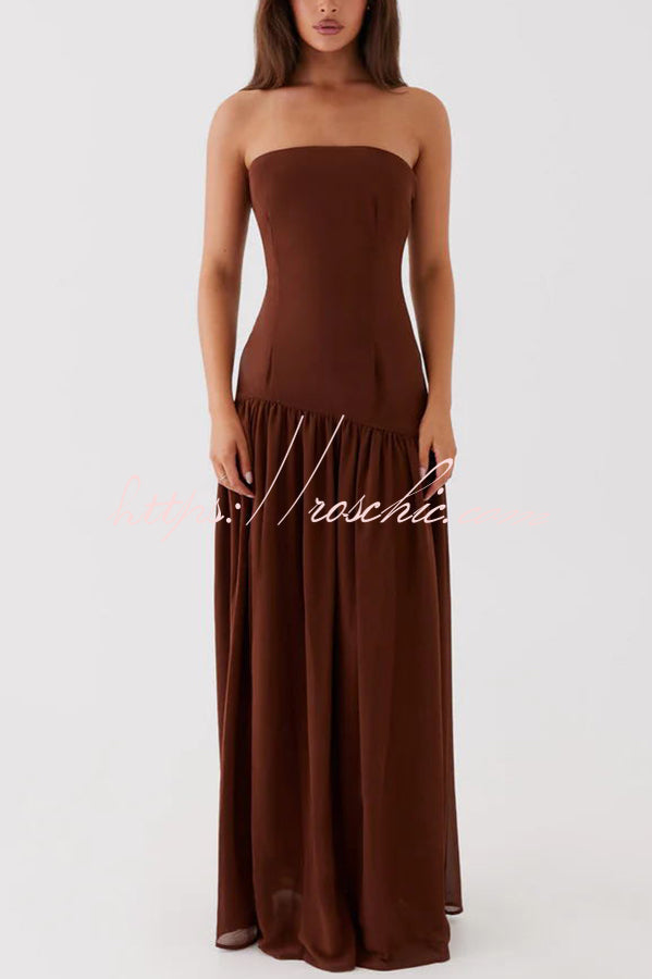 Naomi - Chiffon Strapless Maxi Dress